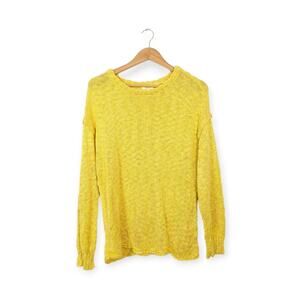 Kori America Yellow Open Knit Lightweight Long Sleeve Sweater